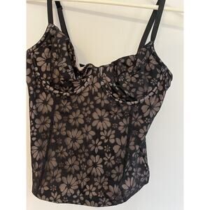 Victoria's Secret Womens Bustier Corset Cami L/G 12/14 Black Lace Coquette Goth